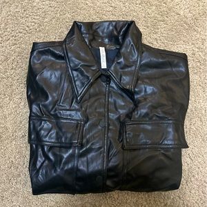 Fabletics- Oversized Vegan Leather Shirt Jacket  Size: Small